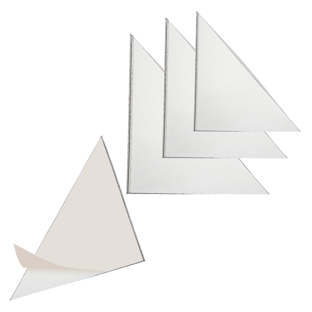 Pochettes coins triangulaires, adhésif, film, transparents 