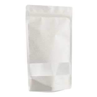 Standbodenbeutel Kraftpapier mit Sichtfenster 160 x 270 mm  | weiß 