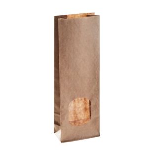 Sachet à fond plat en kraft avec fenêtre 70 x 40 x 205 mm 