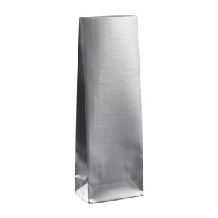 Blockbodenbeutel silber 105 x 65 x 297 mm