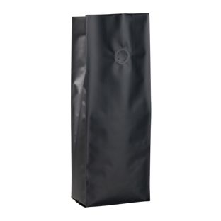 Seitenfaltenbeutel mit Aromaschutzventil, schwarz 330 x 105 mm 
