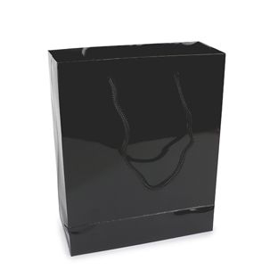 Geschenktasche, glänzend schwarz | 20 x 25 x 8 cm