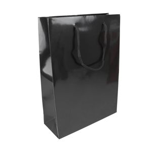 Geschenktasche, glänzend schwarz | 26 x 36 x 10 cm