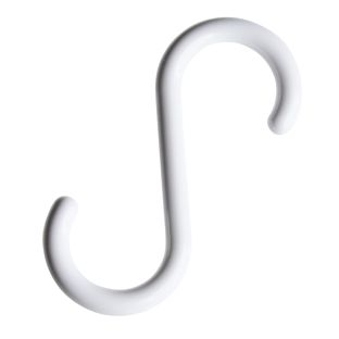 Crochet en S, longueur de 55 mm, plastique blanc blanc 