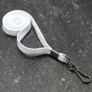 Lanyard, 10 mm breit weiß | mit drehbarem Metallhaken
