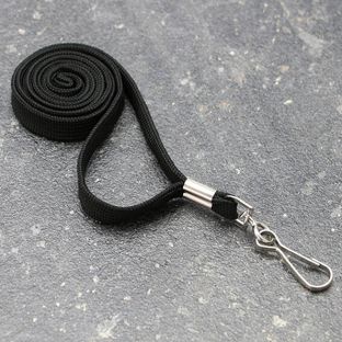 Lanyard, 10 mm breit schwarz | mit drehbarem Metallhaken