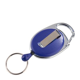 Ausziehbarer Schlüsselanhänger mit Clip blau