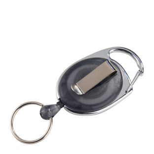 Porte-clés retractable avec clip noir|transparent 