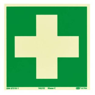 Panneau Premiers secours, photoluminescent, plastique, ISO 7010 150 x 150 mm 