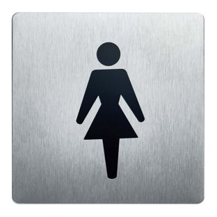 Panneaux d'information, acier inoxydable, 90 x 90 mm Dames 
