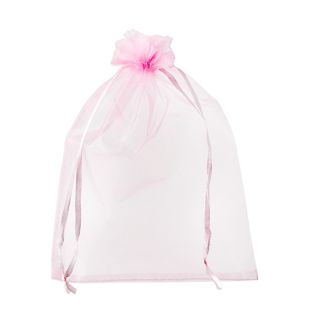 Sachets en organza avec fermeture à bande de satin rose  | 150 x 200 mm 