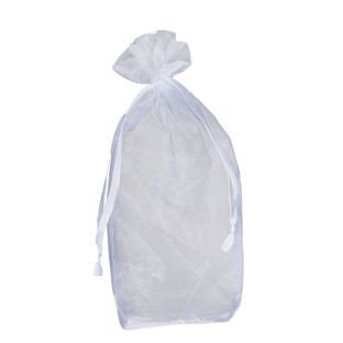 Sachet en organza avec soufflet de fond et fermeture à bande de satin 
