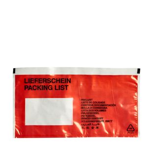 Pochettes pour bordereaux de livraison DIN longues, impression « bon de livraison », film PE, rouge 