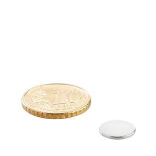 Scheibenmagnete Neodym 10 mm x 1 mm   | N35, axial (parallel zur Höhe) 