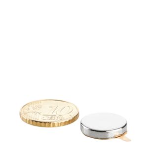 Aimants néodymes en forme de disque, auto-adhésif 15 mm x 3 mm  | argent  | 3M 468 
