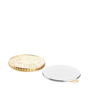 Scheibenmagnete aus Neodym, selbstklebend 18 mm x 1 mm  | silber  | 3M 467 