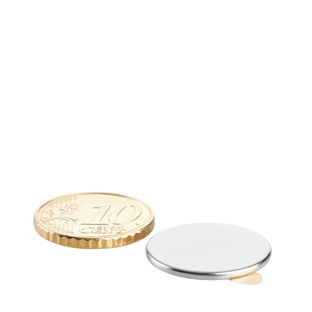 Aimants néodymes en forme de disque, auto-adhésif 20 mm x 1,5 mm  | argent  | 3M 467 