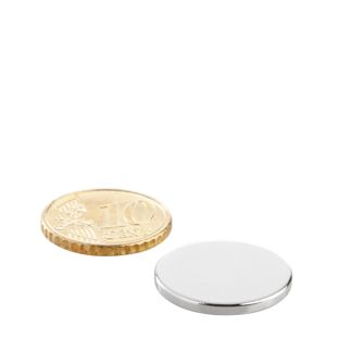 Aimants néodymes en forme de disque 20 mm x 2 mm   | N35, axial (parallèle à la hauteur) 