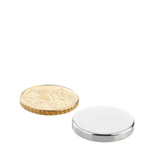 Aimants néodymes en forme de disque 20 mm x 3 mm   | N35, axial (parallèle à la hauteur) 
