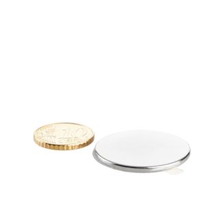 Scheibenmagnete aus Neodym, selbstklebend 30 mm x 2 mm  | silber  | 3M 4920  