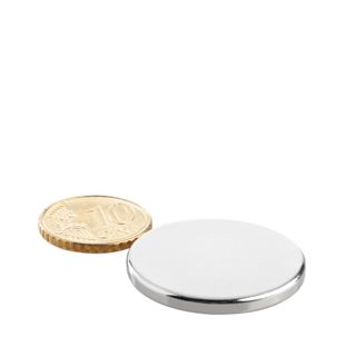 Scheibenmagnete Neodym 30 mm x 3 mm   | N45, axial (parallel zur Höhe) 
