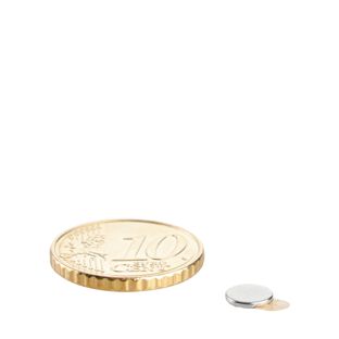 Scheibenmagnete aus Neodym, selbstklebend silber | 6 mm x 0,75 mm | 3M 467