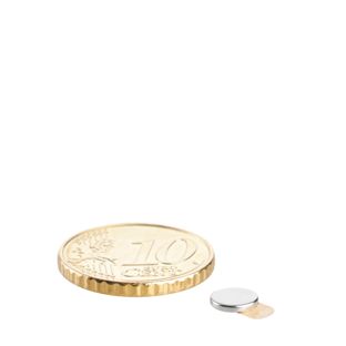 Scheibenmagnete aus Neodym, selbstklebend silber | 6 mm x 1 mm | 3M 467