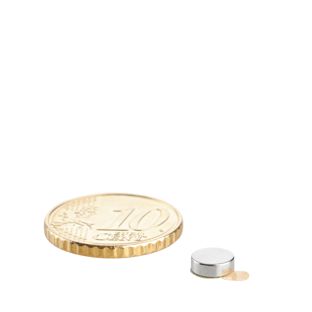 Scheibenmagnete aus Neodym, selbstklebend silber | 6 mm x 2 mm | 3M 467