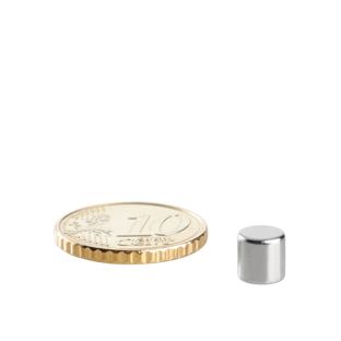 Scheibenmagnete Neodym 6 mm x 6 mm   | N48, axial (parallel zur Höhe) 