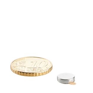 Scheibenmagnete aus Neodym, selbstklebend silber | 8 mm x 2 mm | 3M 467