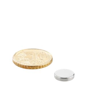 Aimants néodymes en forme de disque 9,5 mm x 2 mm   | N35, axial (parallèle à la hauteur) 