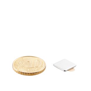 Quadermagnete aus Neodym, selbstklebend, vernickelt 10 x 10 mm | 1 mm