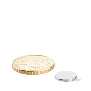 Scheibenmagnete aus Neodym, selbstklebend silber | 10 mm x 1 mm | 3M 467
