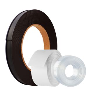 Porte-étiquette, profilé C, aimanté, sur rouleau 25 mm | avec feuillet et film de protection  | 10 m