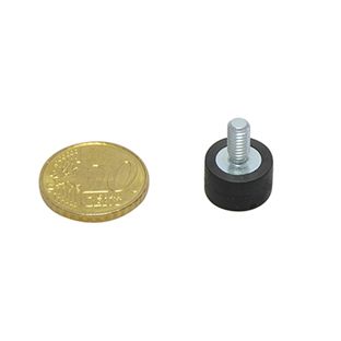 Gummierte Magnete mit Gewinde 12 mm | schwarz | M4x8 mm