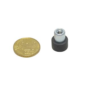 Gummierte Magnete mit Gewindebuchse 12 mm | schwarz | M4