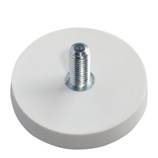 Gummierte Magnete mit Gewinde weiß  | 31 mm | M5x12 mm 