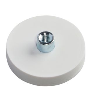 Gummierte Magnete mit Gewindebuchse weiß  | 31 mm | M4 