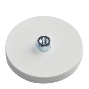Aimants caoutchoutés avec manchon fileté blanc  | 43 mm | M4 
