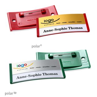 Porte-badges polar® alu-print epingle en acier inoxydable 