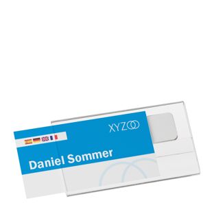Namensschilder Acryl CLEAR, magnetisch 60 x 30 mm