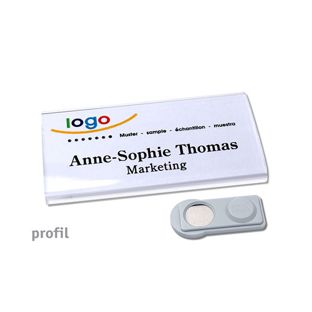 Porte-badges PROFIL, magnétique 75 x 37 mm  | smag® aimants, Standard 