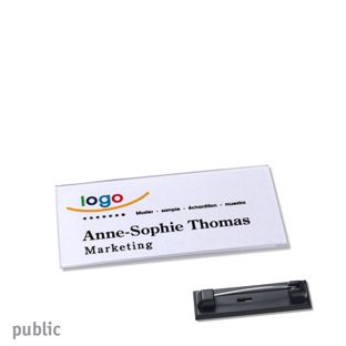Porte-badges avec épingle PUBLIC 60 x 27 mm 
