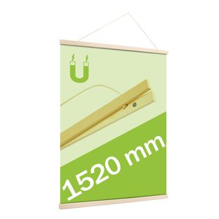 Profils porte-affiches en bois, avec cordon de suspension et fixation magnétique 1520 mm | Pin 