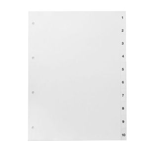 Ordnerregister, A4, 10-teilig (1-10), weiß 