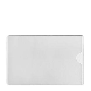 Pochettes pour cartes de visite, adhésif, film PP 60 x 95 mm  | encoche pouce sur petit côté ouvert 