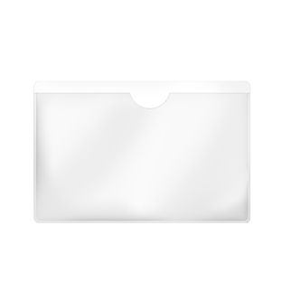 Pochettes pour cartes de visite, adhésif, film PP 95 x 60 mm  | encoche pouce sur grand côté ouvert 