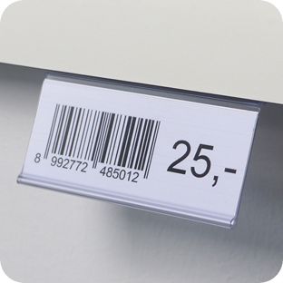 Scannerschiene HE, selbstklebend, 15° Lesewinkel zum Kleben (Standardklebeband) | 39 mm | transparent | 90 mm