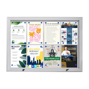 Vitrine d'affichage, intérieur et extérieur, étanche, argentée 8x A4 