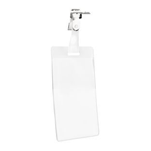 Porte-badges pour cartes bancaires, format portrait, avec attache pour bretelles 